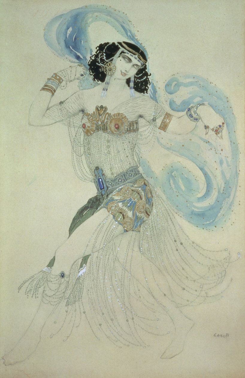 Figurino para Salomé em &39;Dança dos Sete Véus&39;, 1909 de Leon Bakst