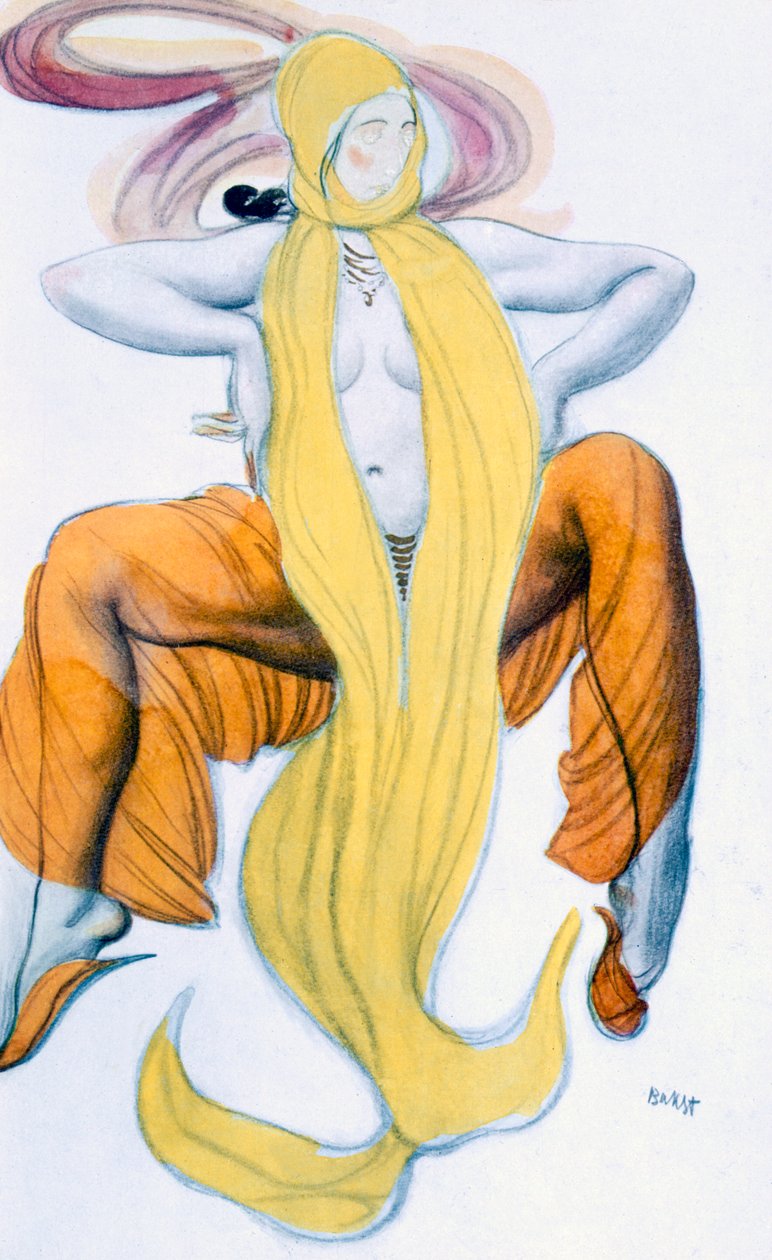Figurino para dançarino báquico, de The Legend of Joseph, c.1914 de Leon Bakst