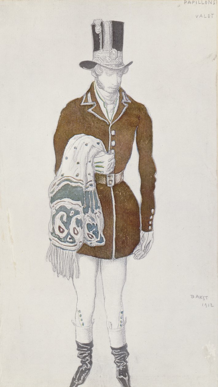 Figurino para um cavalheiro, de Les Papillons, 1912 de Leon Bakst