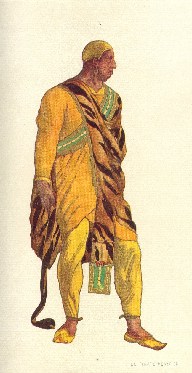 Figurino de um pirata veneziano em &39;The Legend of Joseph&39;, 1914 (wc e guache sobre papel) de Leon Bakst