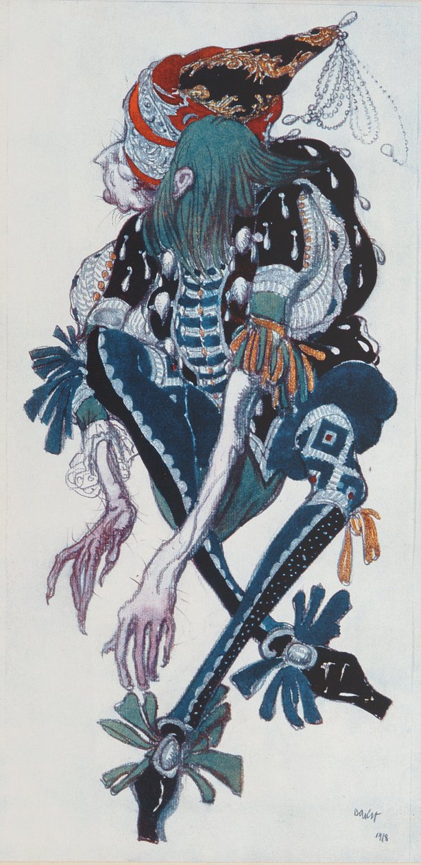 Figurino para o Pageboy da fada malvada Carabosse, da Bela Adormecida, 1918 de Leon Bakst