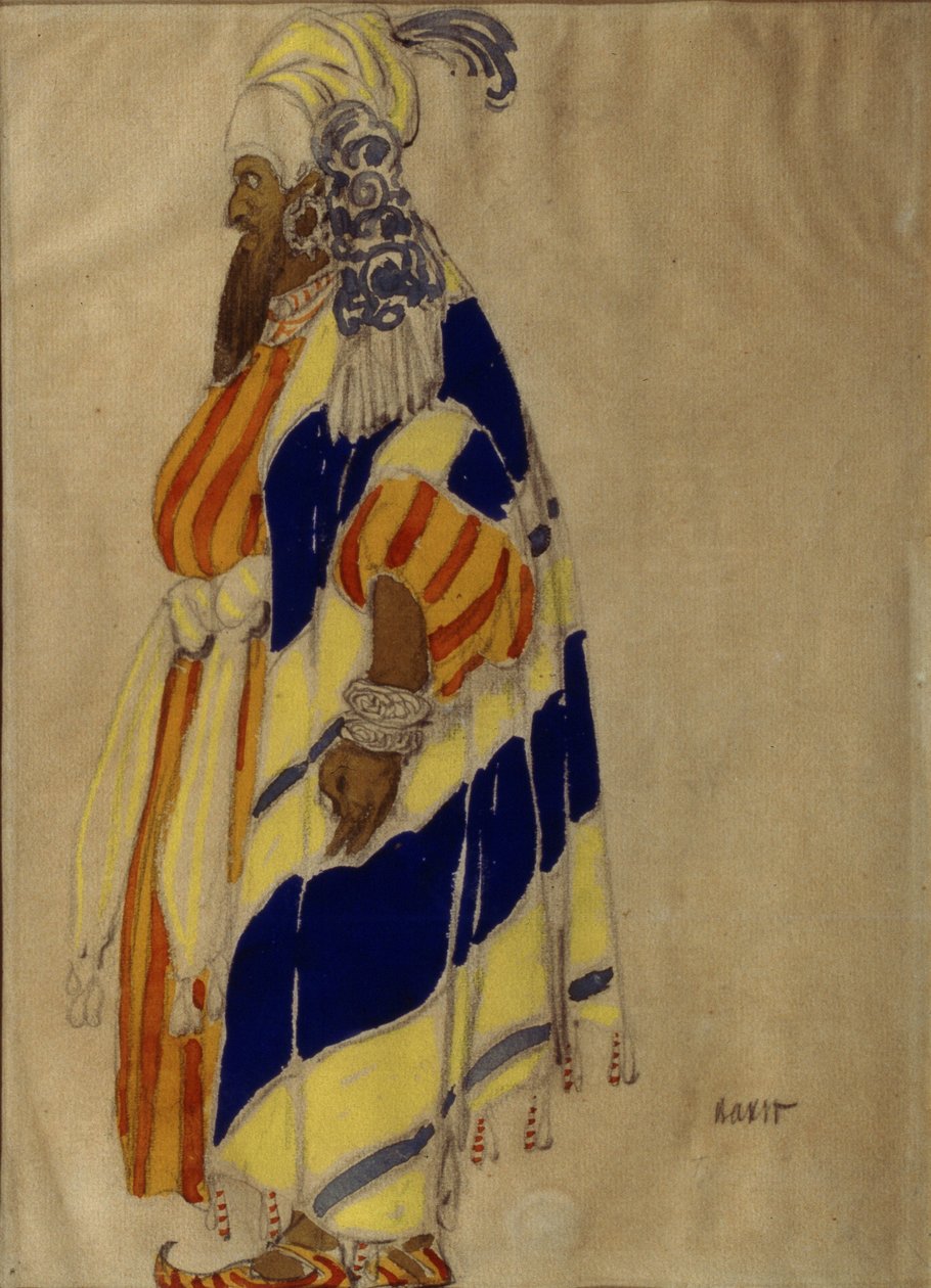 Figurino para o balé Islamey por Mily Balakirev (tempera sobre papel) de Leon Bakst