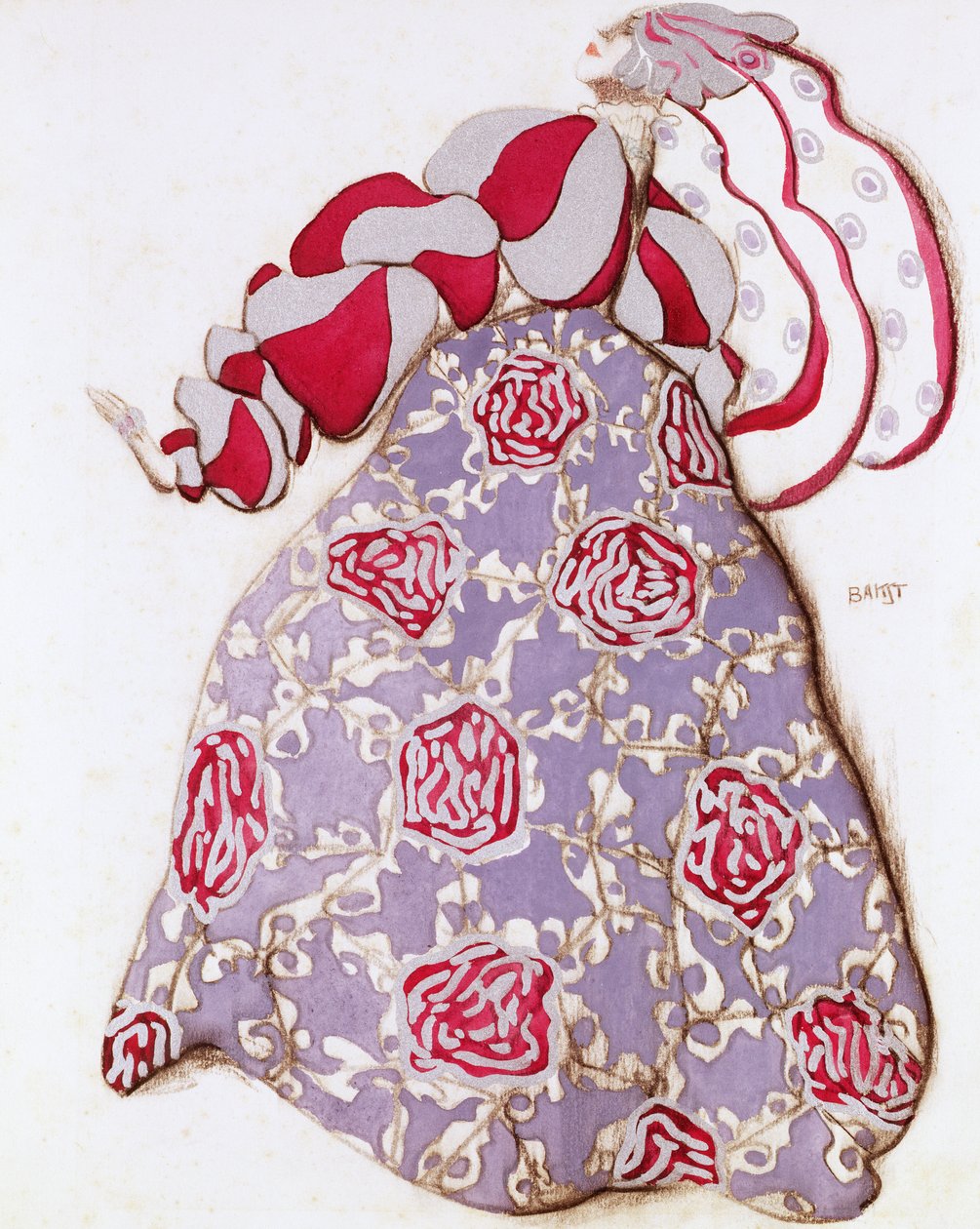 Figurino para o balé La Legende de Joseph, 1914 (carvão e guache sobre papel) de Leon Bakst