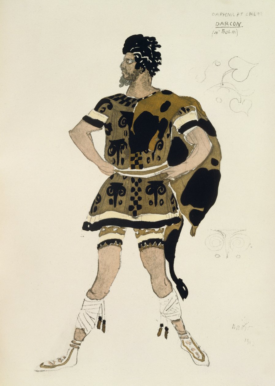 Traje para Darcon, de Daphnis e Chloe, c.1912 de Leon Bakst