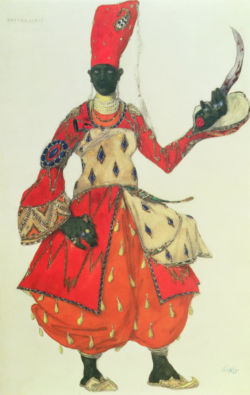 Fato de eunuco de Scheherazade por Rimsky-Korsakov (design) (wc) de Leon Bakst
