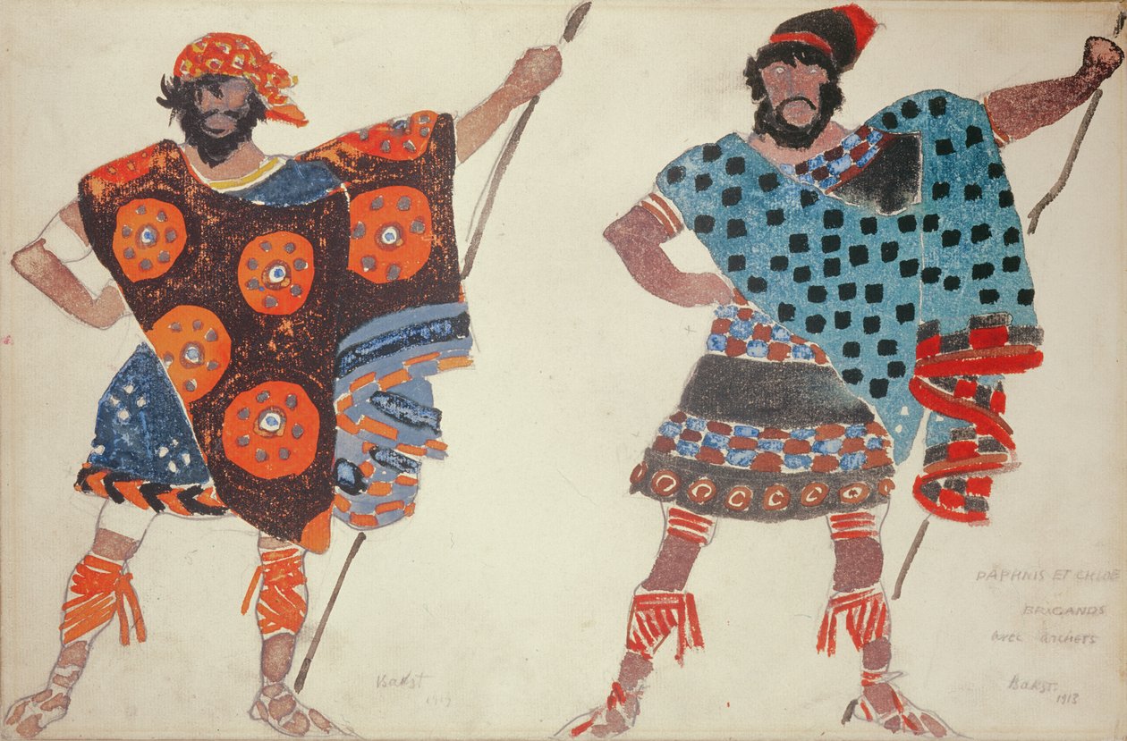 Traje de pirata para Daphnis e Chloe, 1913 (aquarela a bordo) de Leon Bakst