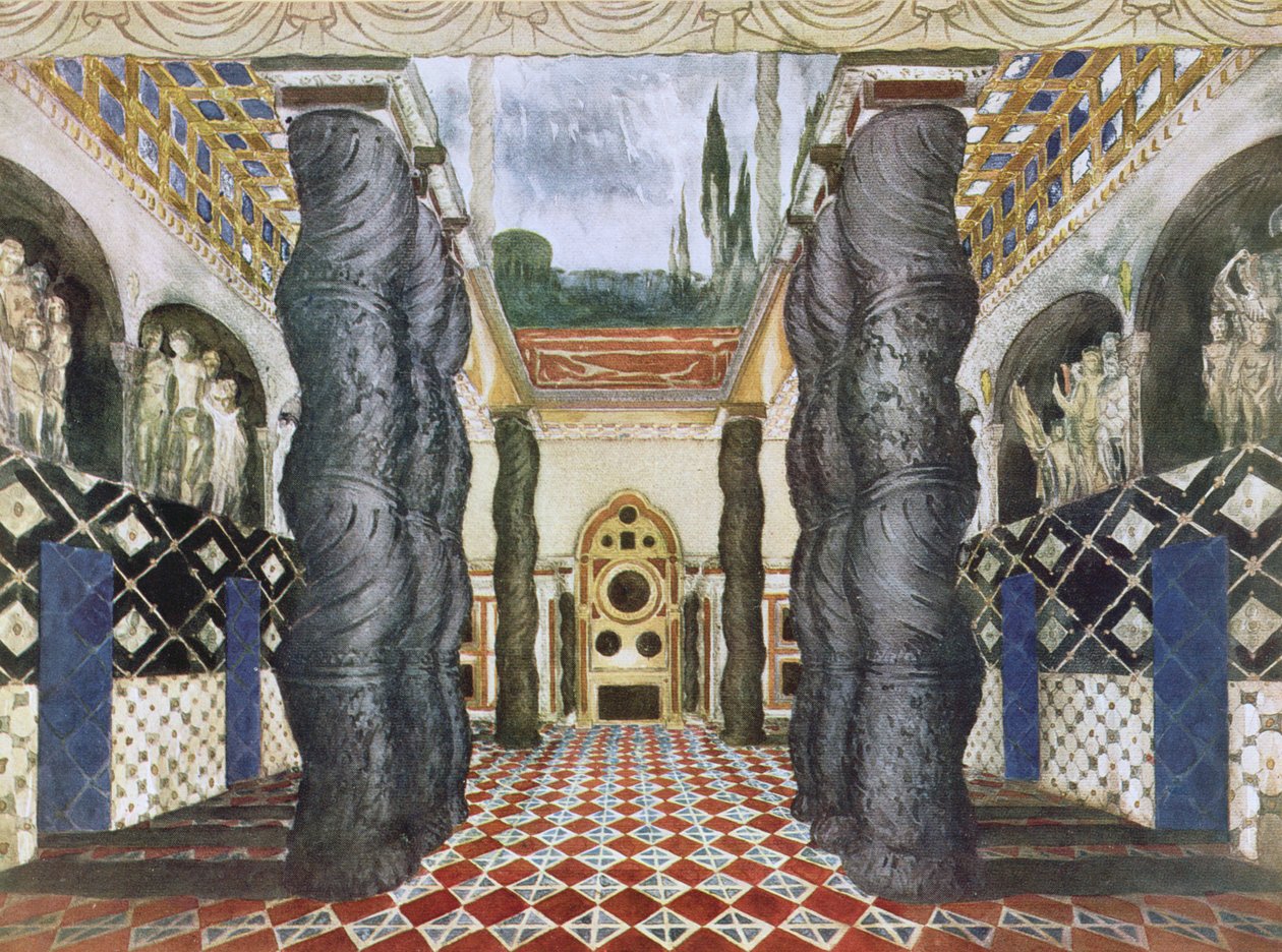 Cenário do Palácio Imperial, do Mártir de São Sebastião, c.1911-22 de Leon Bakst