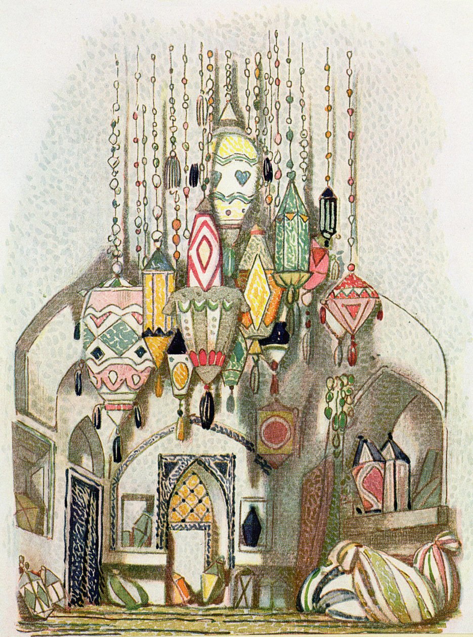 Design de cenários de Aladdin, c.1916 de Leon Bakst
