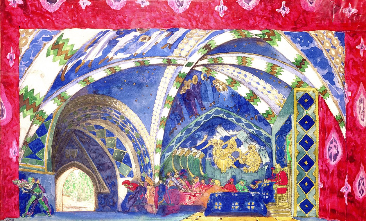 Cenário para &39;La Pisanelle, ou La Mort Parfumee&39; de Gabriele d&39;Annunzio, 1913 de Leon Bakst