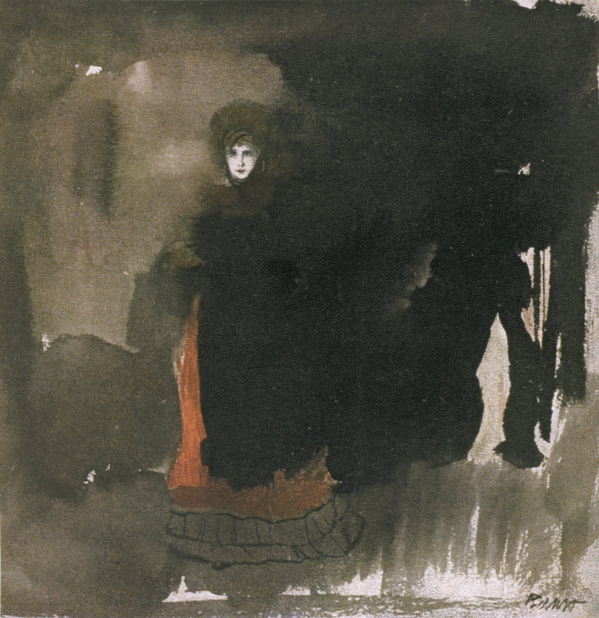 Mulher, em, um, vestido vermelho de Leon Bakst