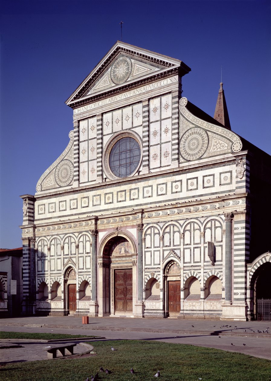 Vista da fachada, c.1456-70 de Leon Battista Alberti