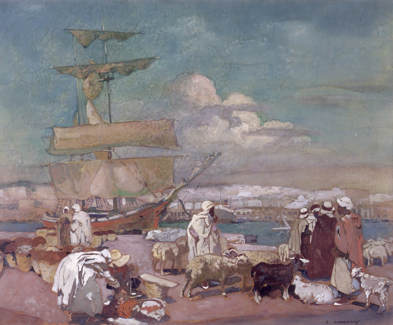 O porto de Argel, c.1900 de Leon Cauvy