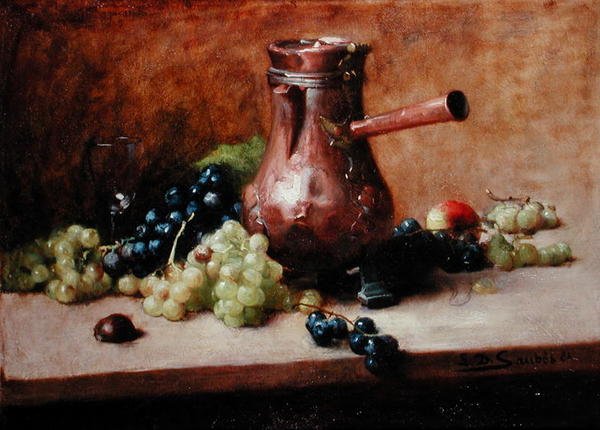 Ainda vida com uvas, 1881 de Leon Daniel Saubes