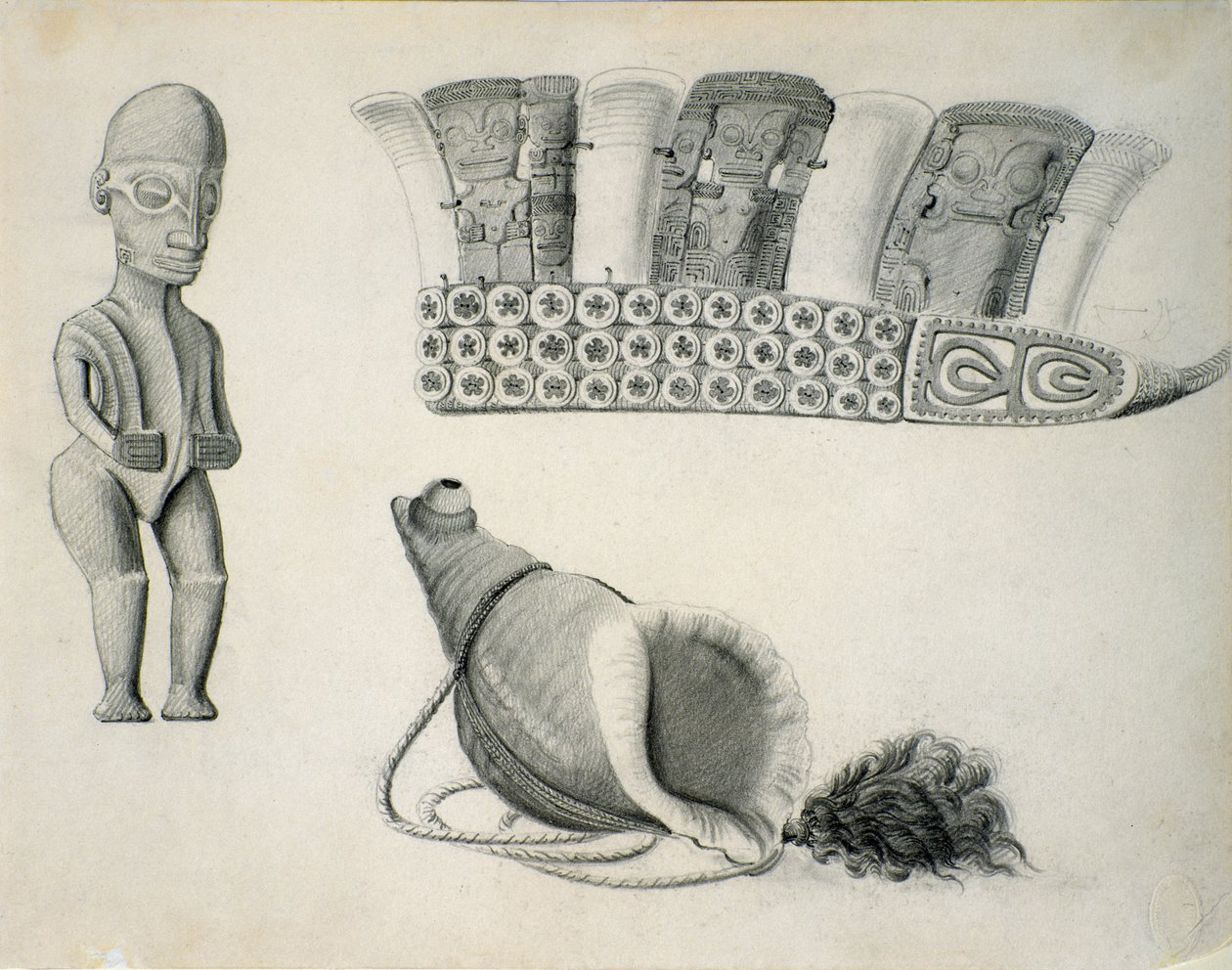 Artefatos das Ilhas Marquesas, c.1844 de Leon Duchamp