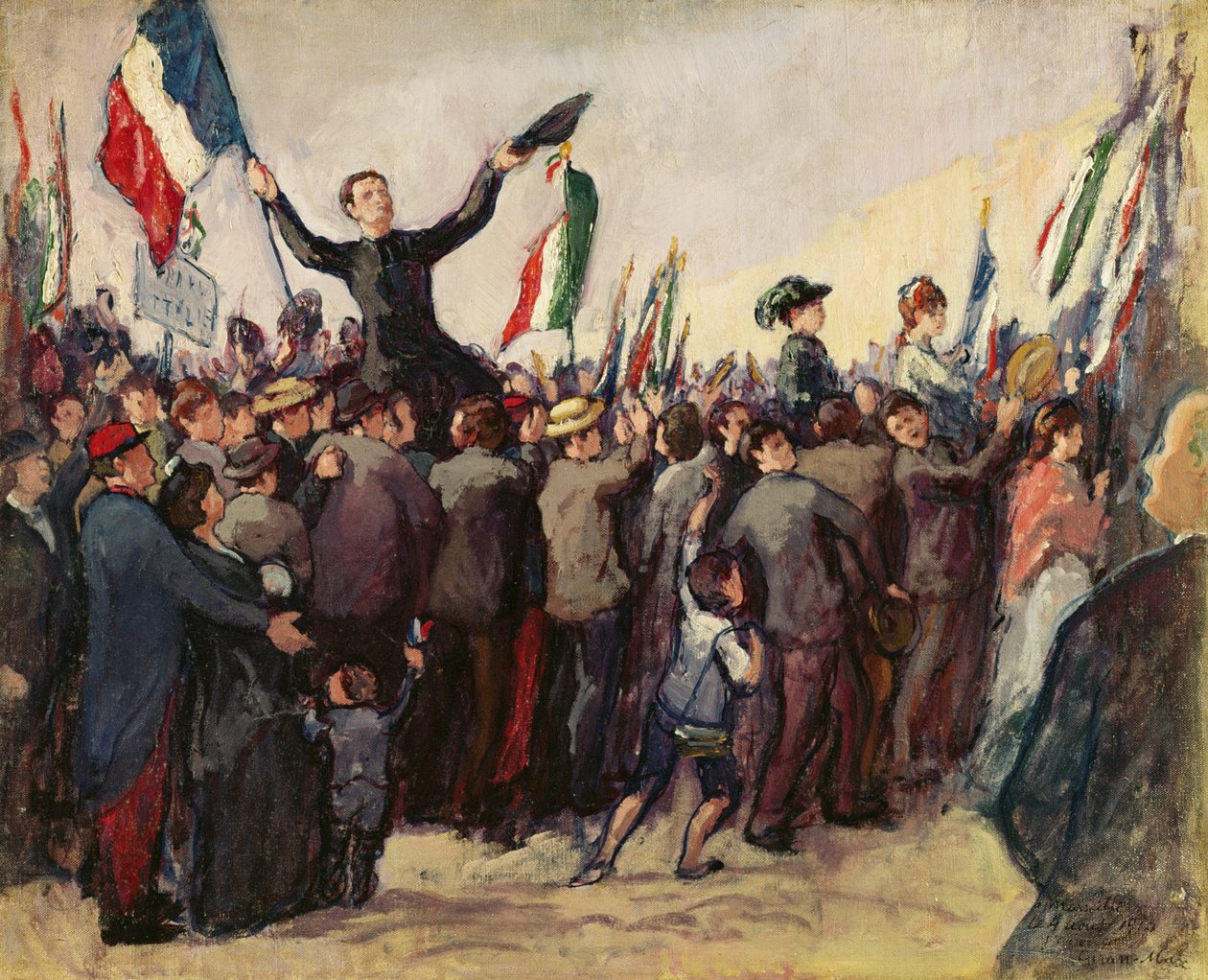 Voluntários italianos chegando a Marselha para se inscrever no exército francês em 4 de agosto de 1914 de Leon Giran Max