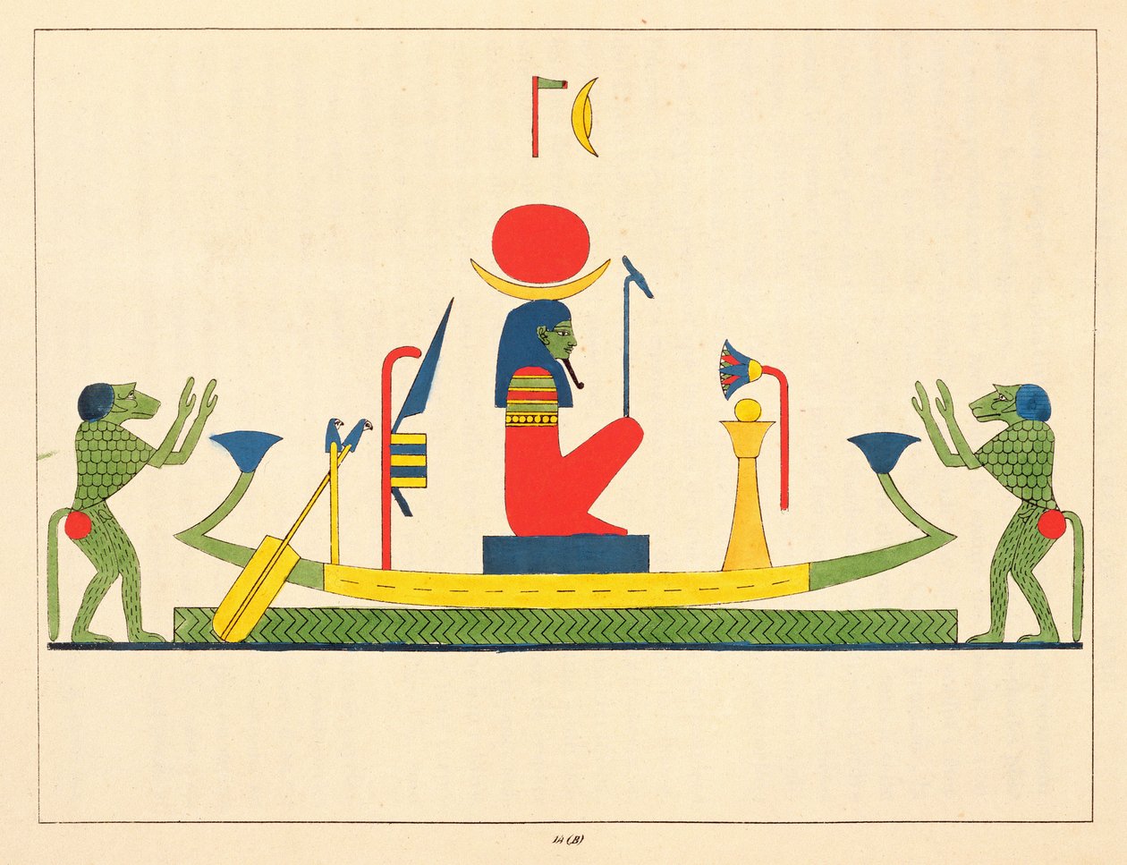 O deus Khonsu, ilustração do panteão egípcio: coleção de personagens mitológicos do antigo Egito por Jean-François Champollion, publicado em 1823-25 de Leon Jean Joseph Dubois