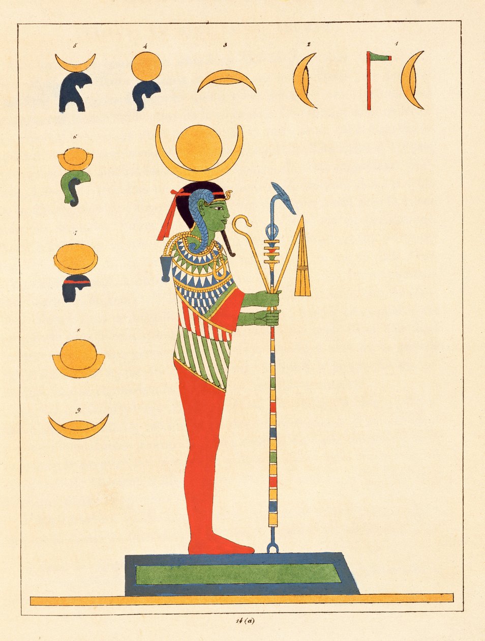 O deus Khonsu, ilustração do panteão egípcio: coleção de personagens mitológicos do antigo Egito por Jean-François Champollion, publicado em 1823-25 de Leon Jean Joseph Dubois