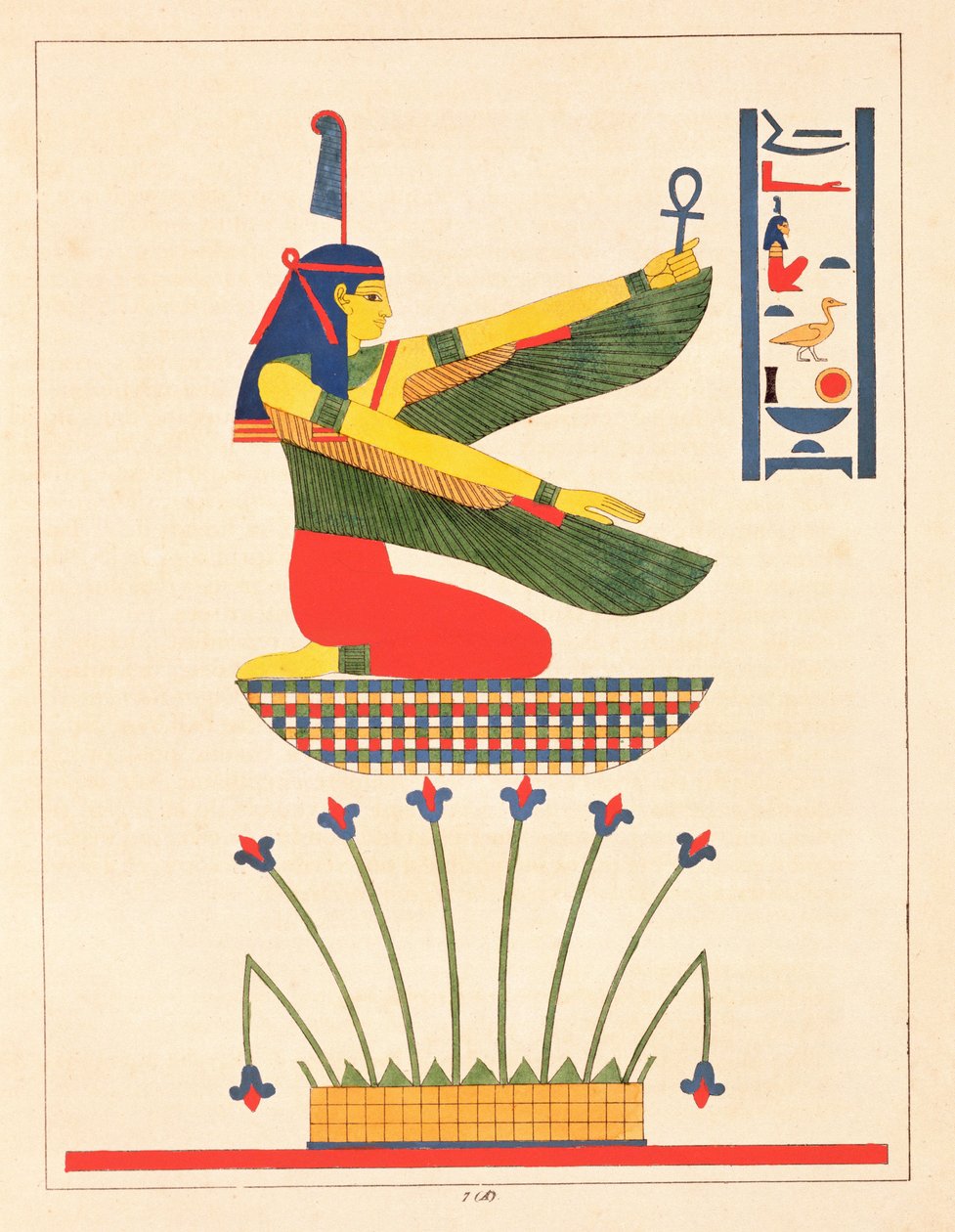 A deusa Ísis, ilustração do panteão egípcio: coleção de personagens mitológicos do Egito Antigo por Jean-François Champollion, publicada em 1823-25 de Leon Jean Joseph Dubois