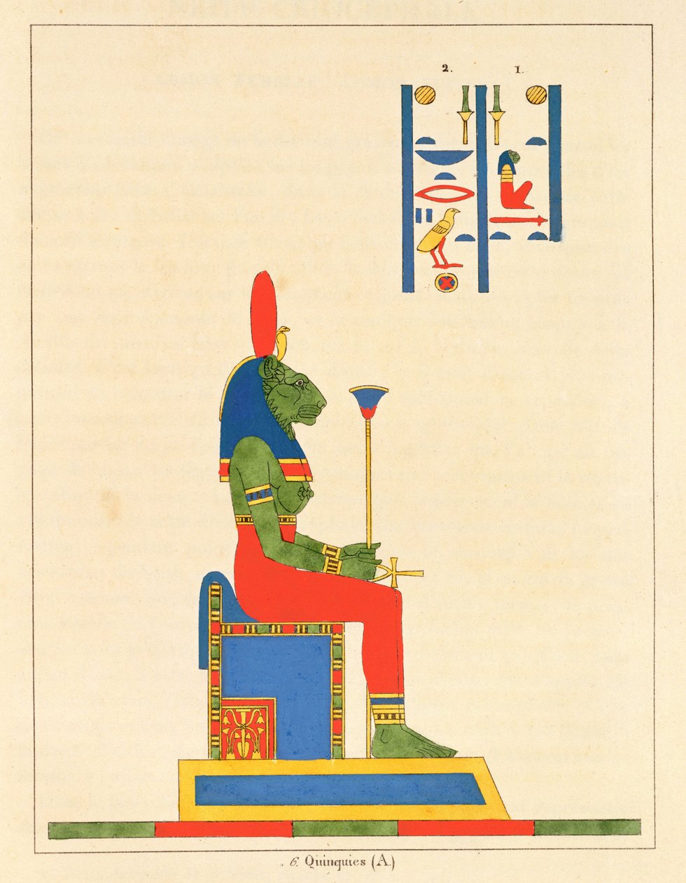 A deusa Sekhmet, ilustração do panteão egípcio: coleção de personagens mitológicos do Egito antigo por Jean-François Champollion, publicado 1823-25 de Leon Jean Joseph Dubois