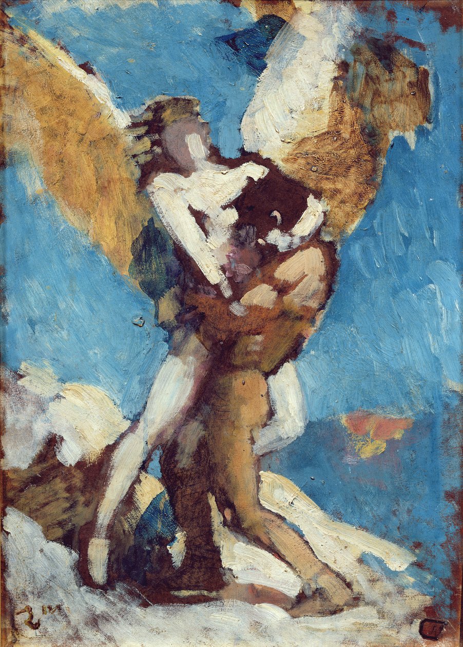 Jacob Lutando com o Anjo, c.1876 de Leon Joseph Florentin Bonnat