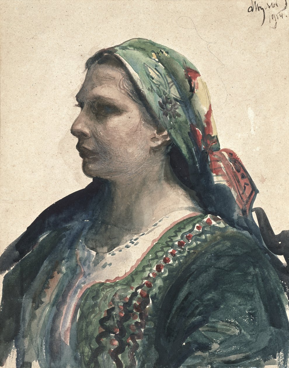 Mulher, em, Krakowien, espartilho, 1914 de Leon Wyczolkowski
