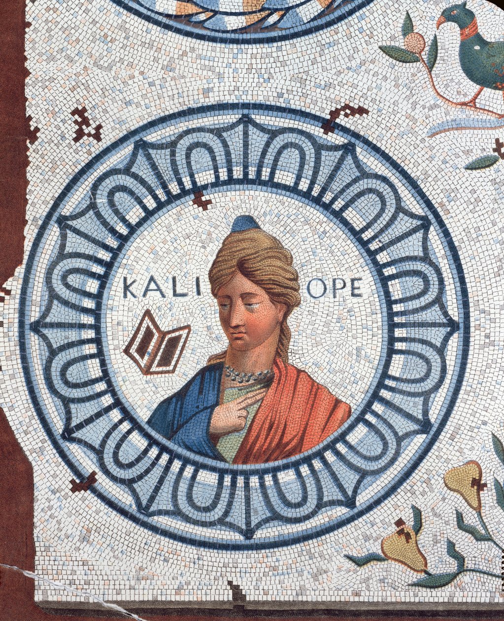 Calliope, Muse of Eloquence e Epic Poetry (gravura a cores) de Leon de Laborde