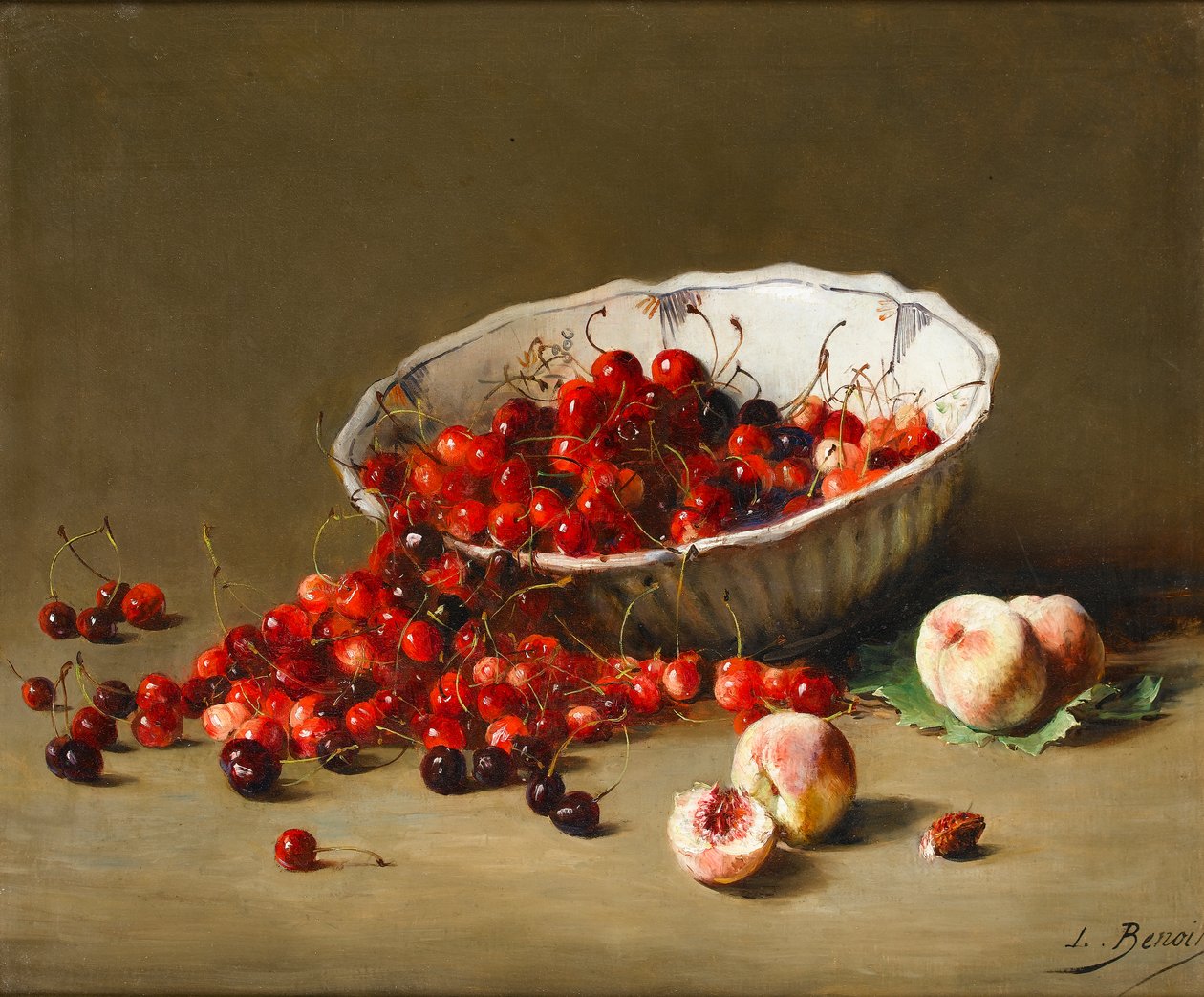 Uma tigela de cerejas, c.1900 de Leon Alfred Benoit