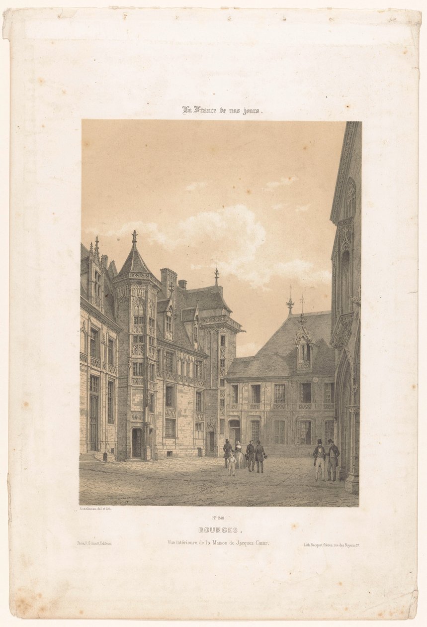 Vista do pátio do Palais Jacques-Coeur em Bourges
Bourges. Vue intérieure de la maison de Jacques Coeur (título sobre o objecto)
França Contemporânea (título da série)
La France de nos jours (título da série sobre o objecto) de Leon Auguste Asselineau