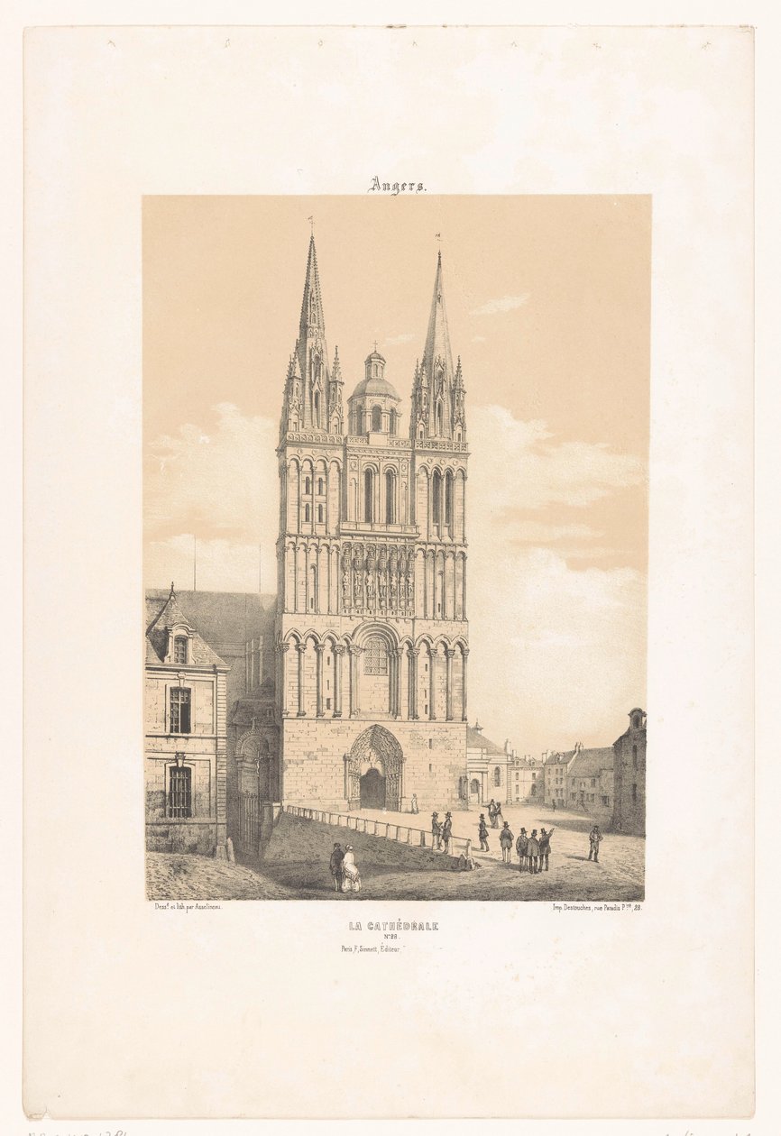 Vista da catedral de Angers
Raiva. La cathédrale (título sobre o objecto)
França Contemporânea (título da série)
La France de nos jours (título da série) de Leon Auguste Asselineau