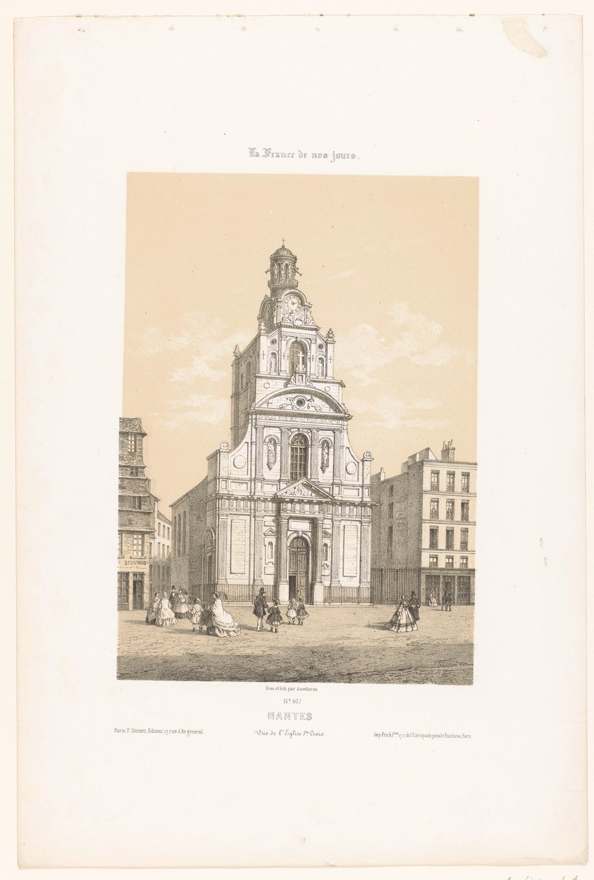 Zicht op de kerk Sainte-Croix em Nantes
Nantes. Vista da igreja de St. Croix (título sobre o objecto)
Hedendaags Frankrijk (título da série)
La France de nos jours (título da série sobre o objecto) de Leon Auguste Asselineau