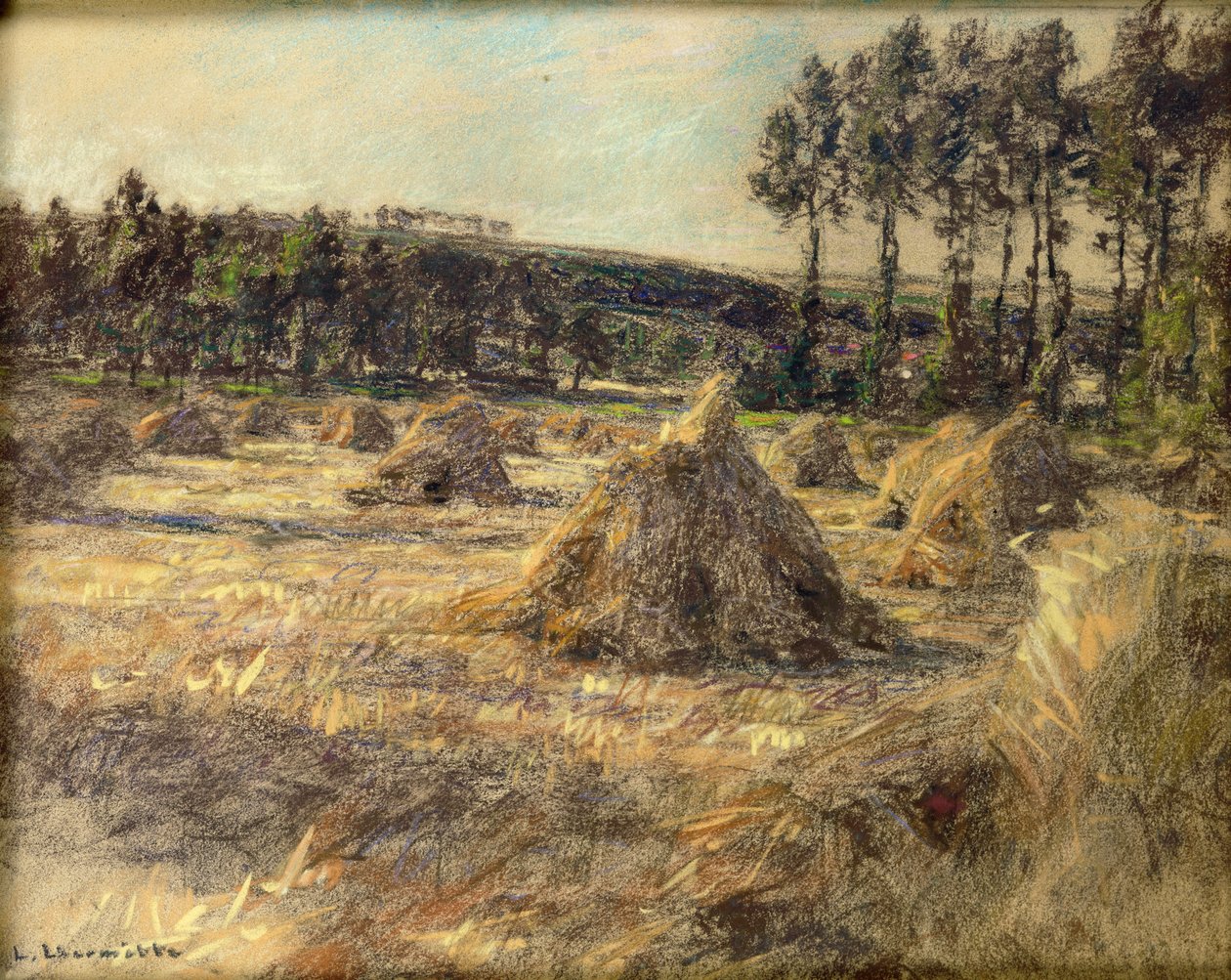 Palheiros em Sunset, 1906 (pastel sobre papel) de Leon Augustin Lhermitte