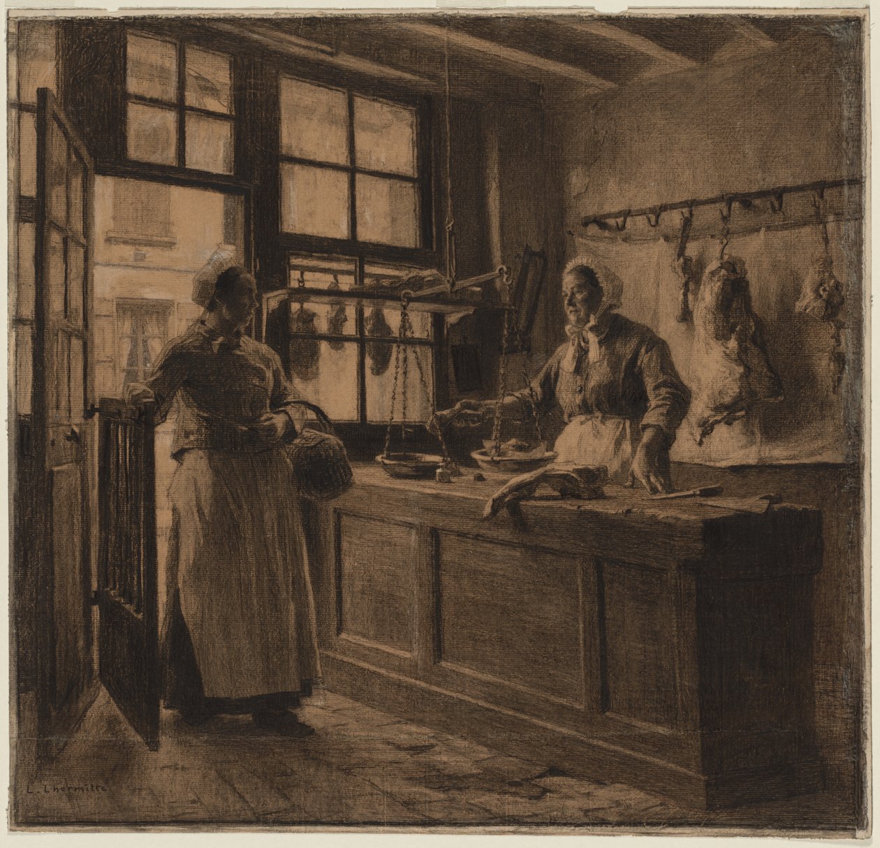 Interior de um açougue de Leon Augustin Lhermitte