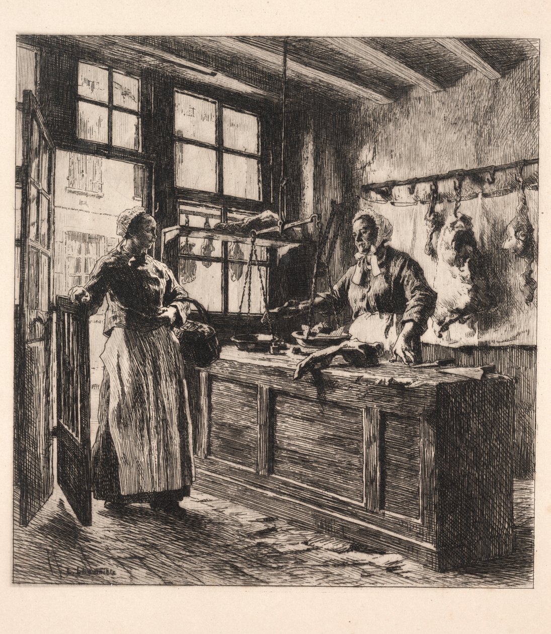 Interior de um açougue de Leon Augustin Lhermitte