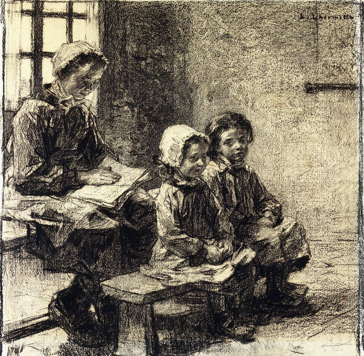 Meninas na escola de Mont-Saint-Pere, de Leon Augustin Lhermitte