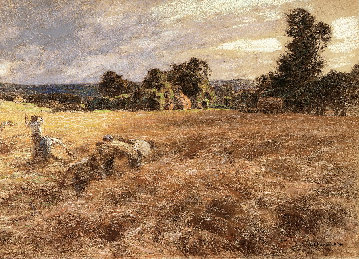 Tempestade durante uma colheita, 1906 de Leon Augustin Lhermitte