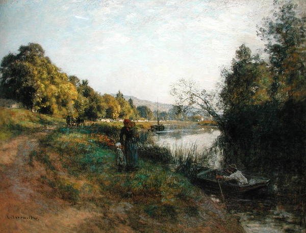 The Banks of the Marne, Return of the Fisherman, c.1907 (pastel sobre papel) de Leon Augustin Lhermitte