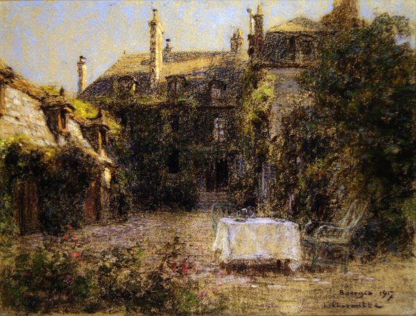 O jardim do artista em Bourges (pastel) de Leon Augustin Lhermitte
