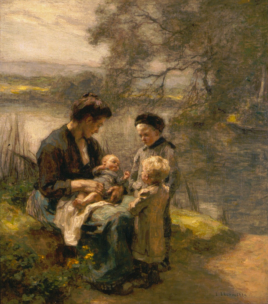 Mulher com filho e dois filhos de Leon Augustin Lhermitte