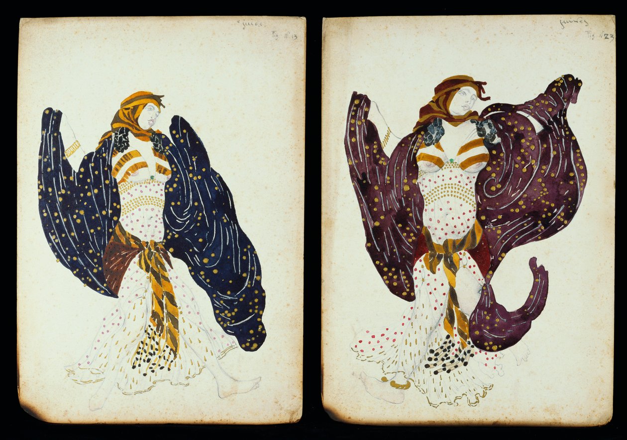 Um par de figurinos para dançarinas de "Juive" de Leon Bakst