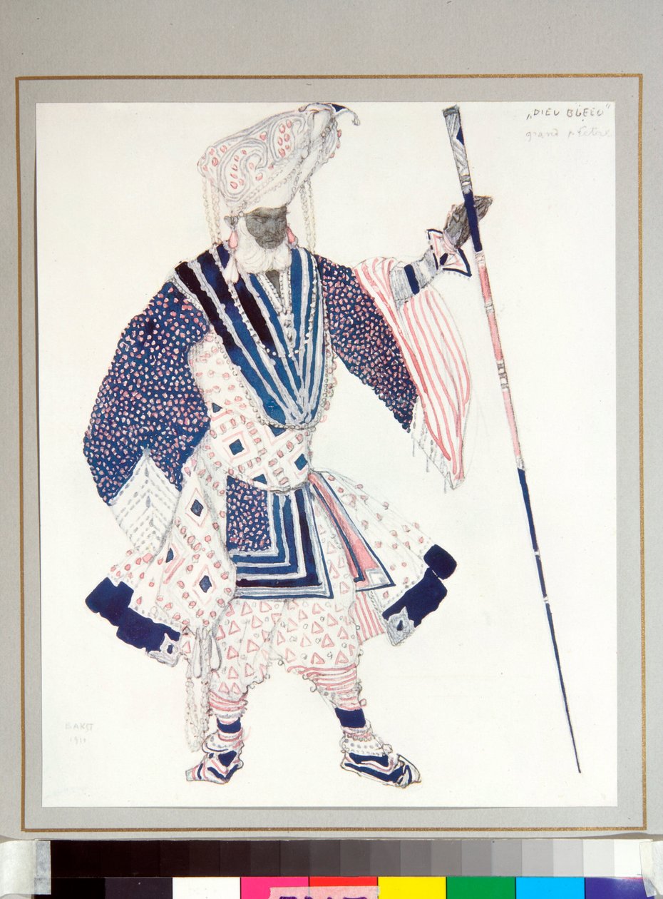 Ballet Russes: Traje "Grand Pretre" concebido por Leon Bakst (1866-1924) para o ballet "O Deus Azul" de Michel Fokine de Leon Bakst