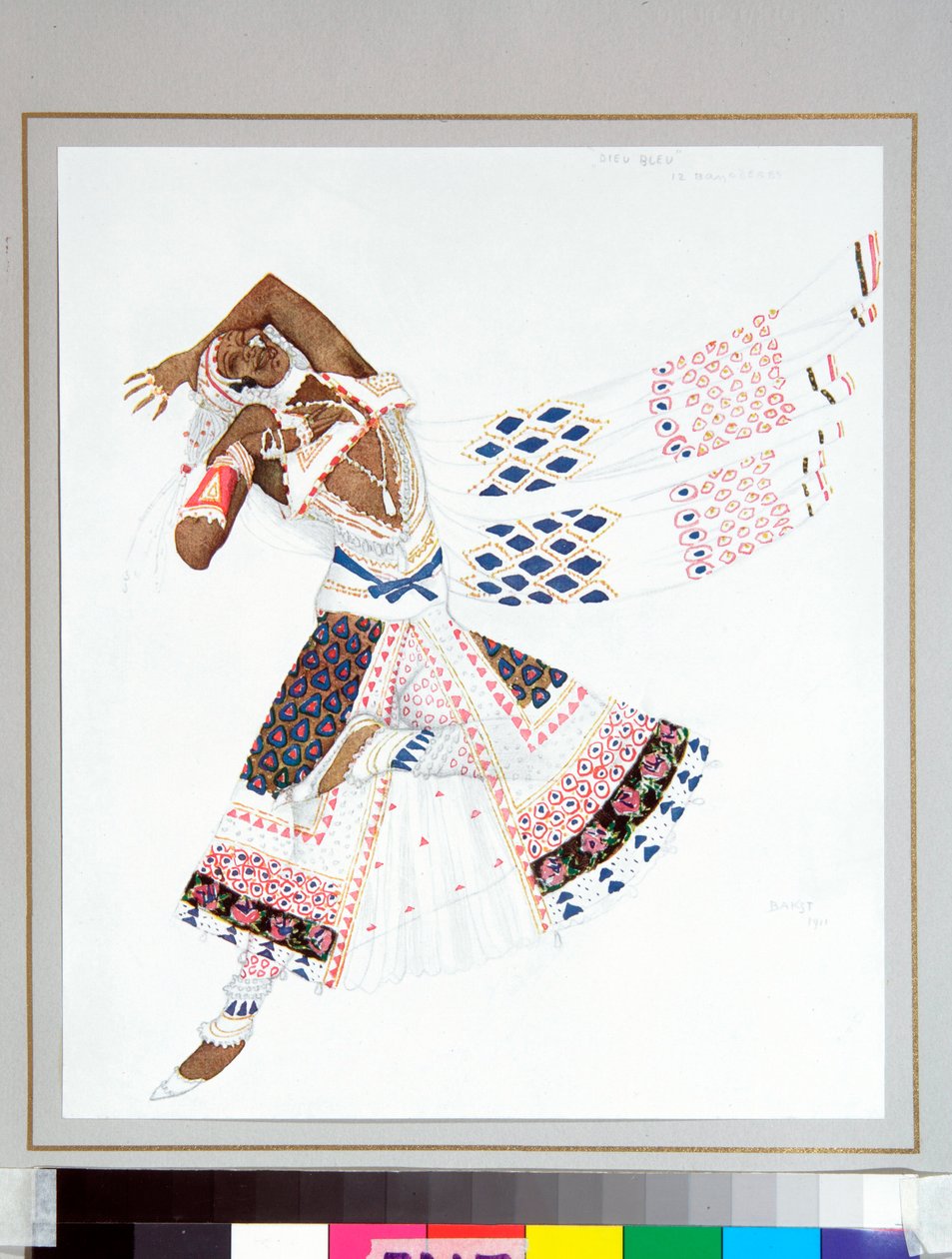 Ballets russes: Traje "bayadere" concebido por Leon Bakst (1866-1924) para o ballet "O Deus Azul" de Michel Fokine de Leon Bakst