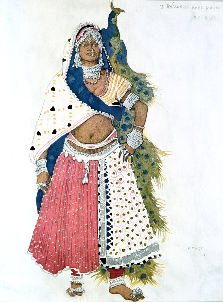 Bayadere com pavão, figurino de balé, 1911 de Leon Bakst