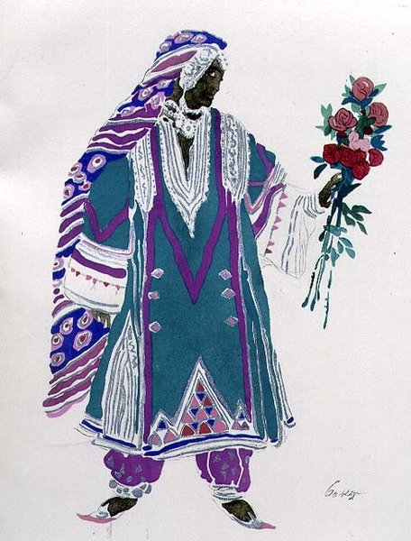 Desenho do traje (aquarela sobre papel) de Leon Bakst