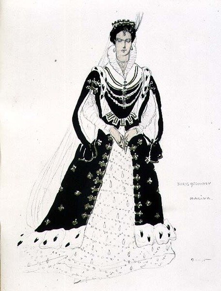 Desenho de figurino para Marina em 