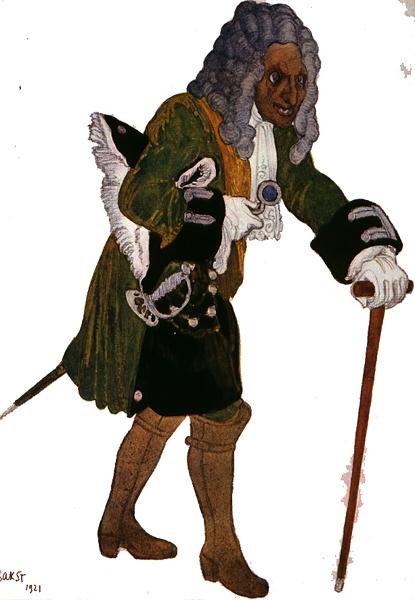 Desenho de figurino para Galesson, o Tutor do Príncipe, da Bela Adormecida de Leon Bakst