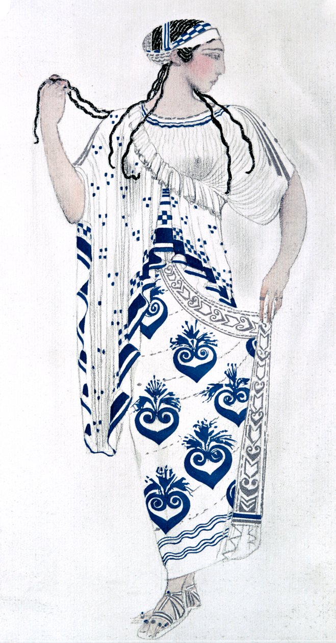 Figurino de Ida Rubinstein como Helen no balé Helen de Sparta, 1912 de Leon Bakst