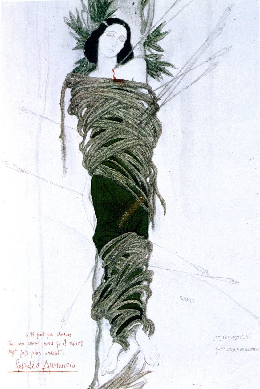 Desenho de figurino para o drama do escritor italiano Gabriele D
