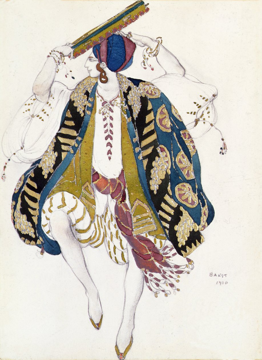 Desenho de figurino para bailarina judia, de Cleópatra de Leon Bakst