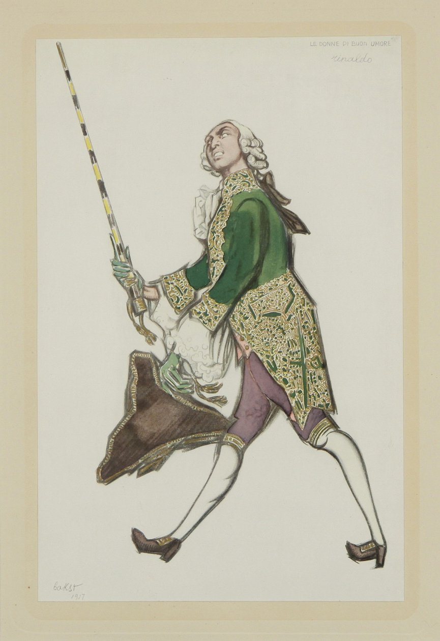 Figurino de Rinaldo no balé As senhoras bem-humoradas de Scarlatti, 1917 de Leon Bakst