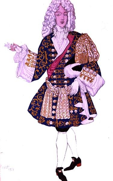 Desenho de figurino para The English Bridegroom, de Sleeping Beauty de Leon Bakst